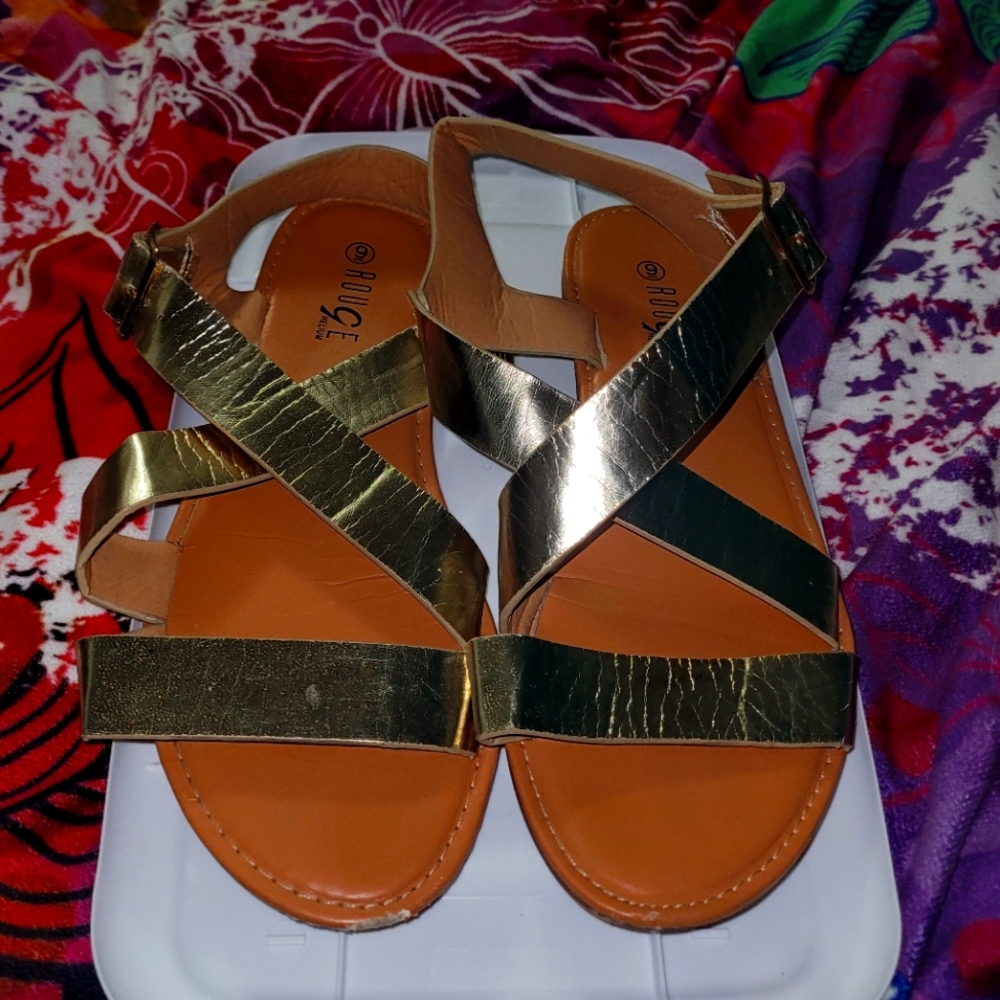 Crisscross Metallic Gold Sandals